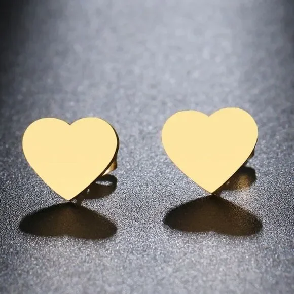 5/$25 Stainless Steel Tiny Heart Earring Studs - Picture 4 of 5